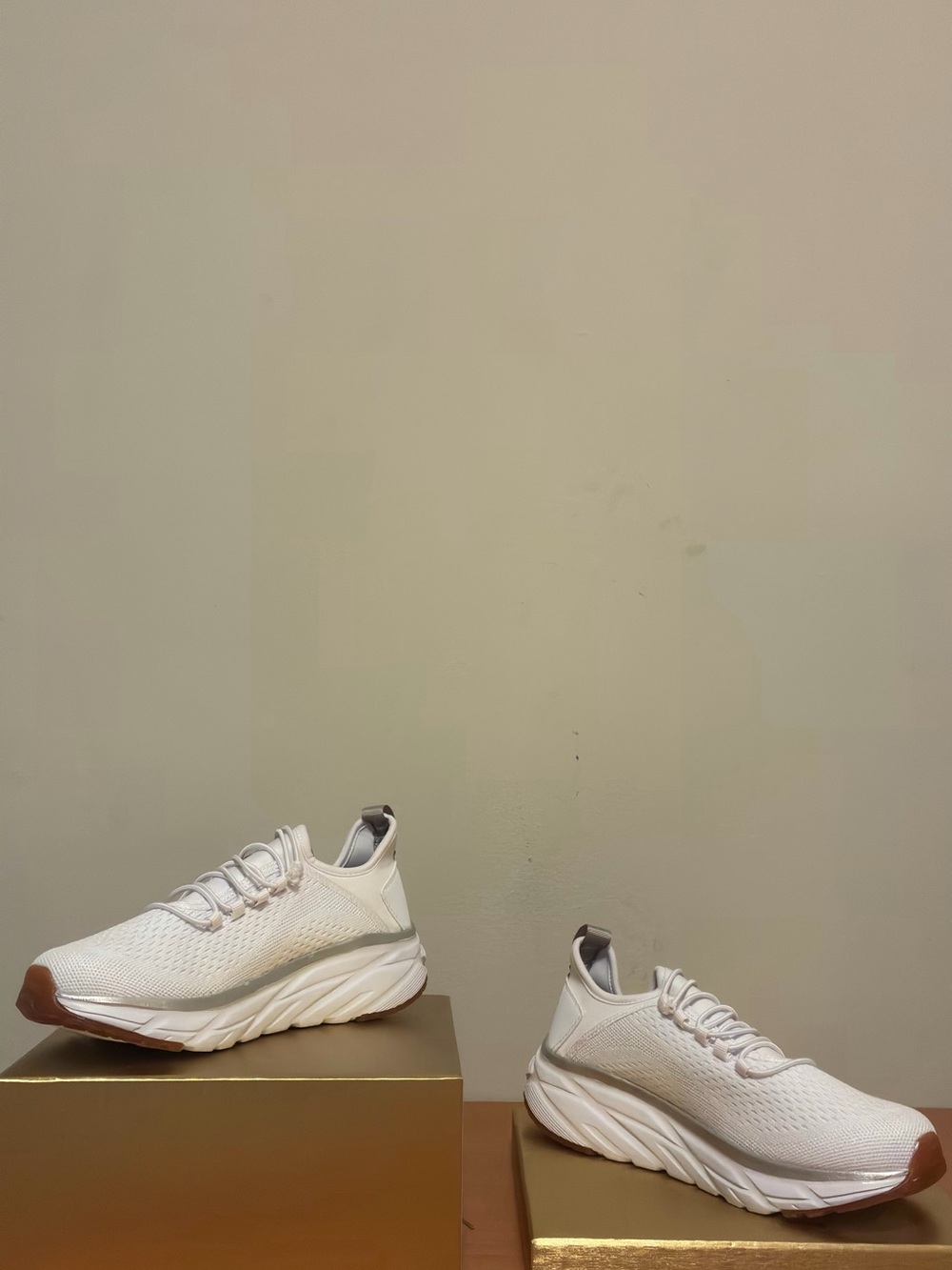Unisex White Knit Athletic Sneakers